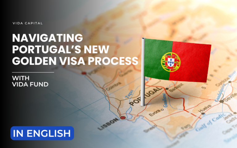 Portuguese flag on a map for Golden Visa with VIDA Fund.